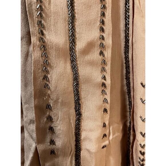 Free People Boho Tan Sleeveless Embroidered Midi Dress W/ Pockets XS - Picture 4 of 6